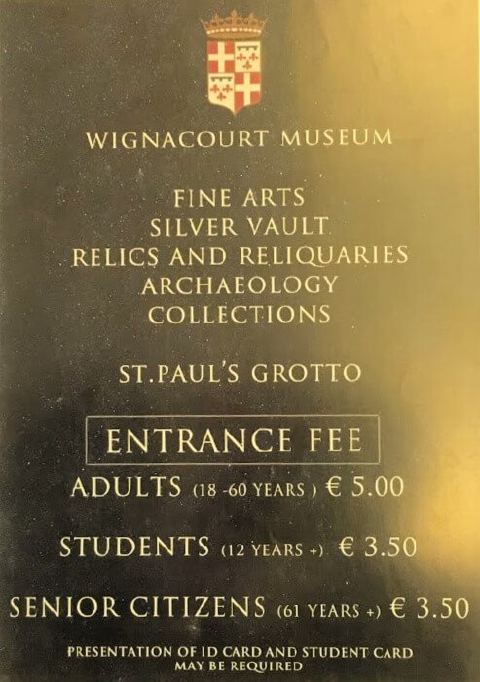 Wignacourt Museum entrance fees