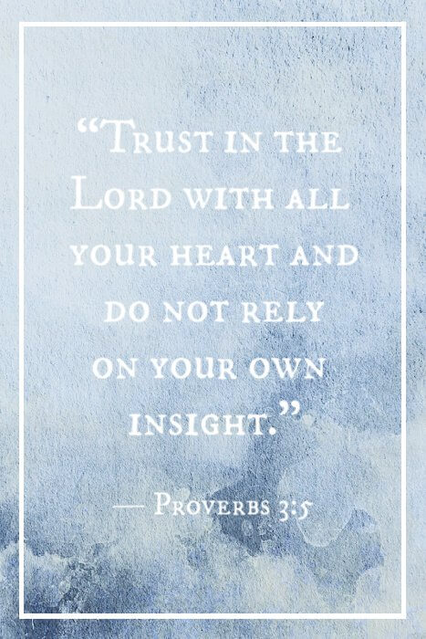 “Trust in the Lord with all your heart, and do not rely on your own insight.” — Proverbs 3:5